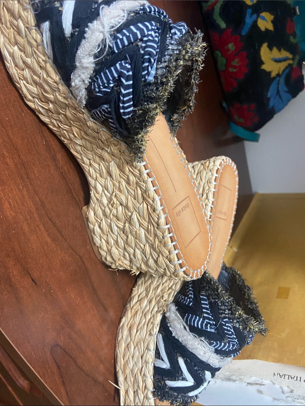Dolce Vita Black and Natural Braided Espadrille Platform Sandals - Picture 3 of 4